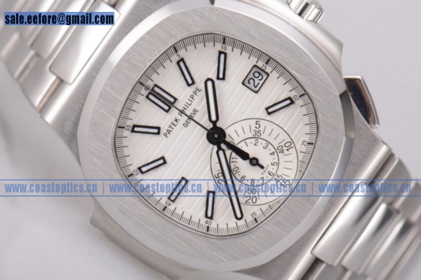 Patek Philippe Nautilus Chrono Watch Steel 5980-1A-019 White Dial 1:1 Replica (BP) - Click Image to Close
